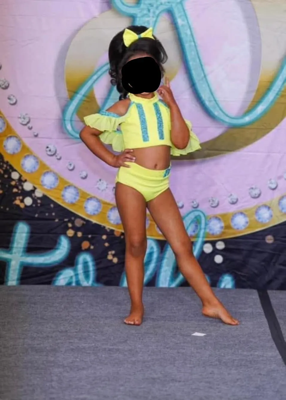 Rachel Martinez Yellow and Blue Glitz Swim 