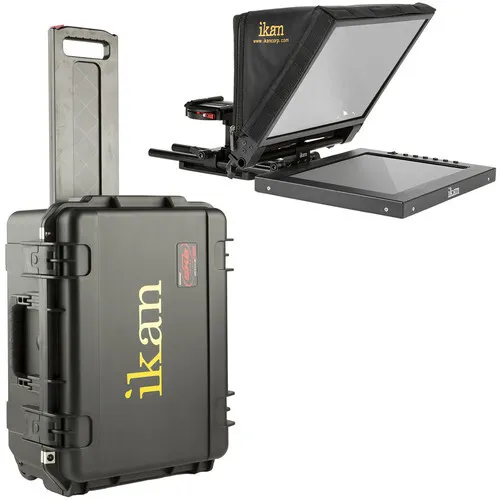 12" Teleprompter Travel Kit with Rolling Hard Case - 20' Reading Range