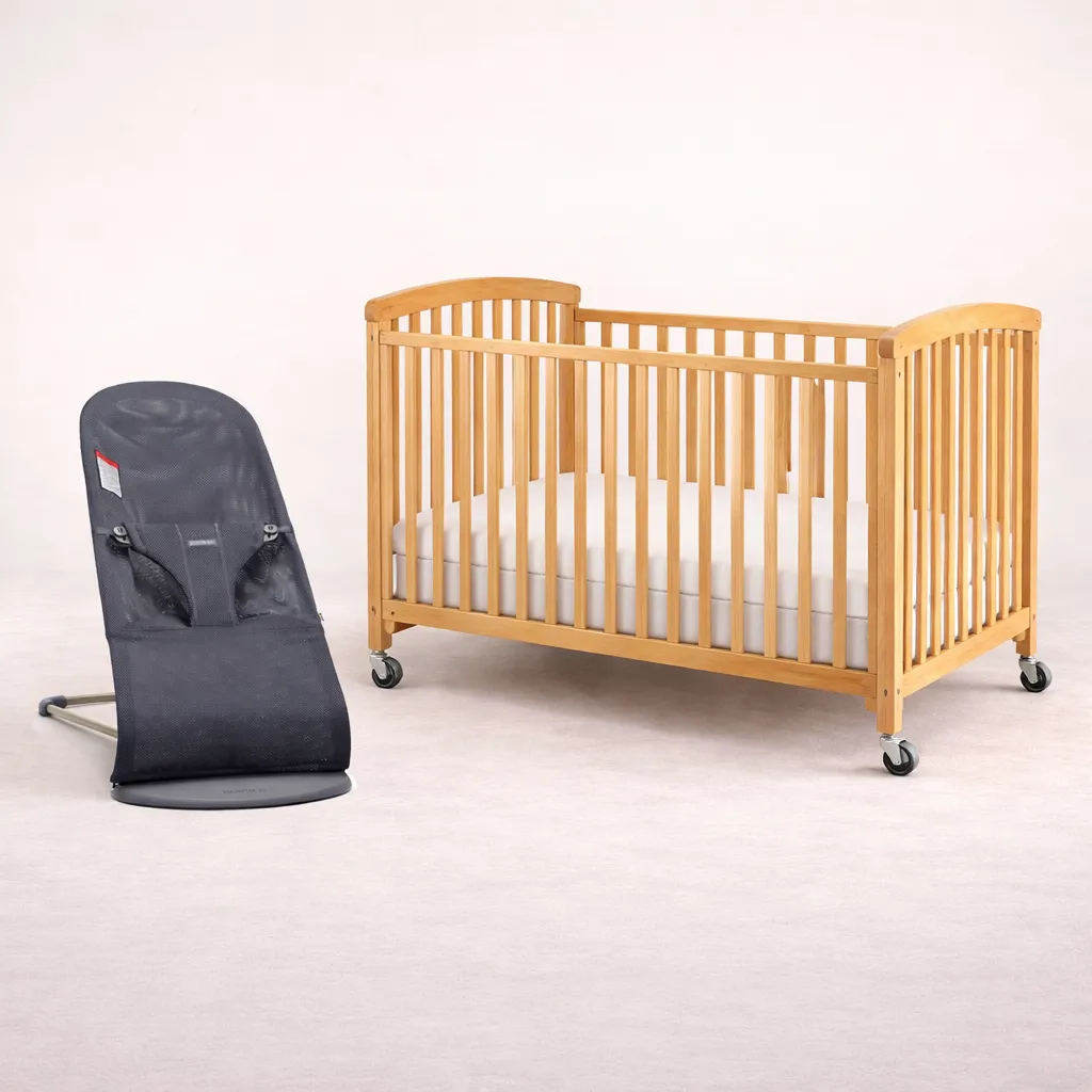 Full Size Crib + Baby Bouncer