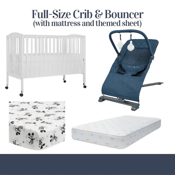 Full Size Crib + Baby Bouncer
