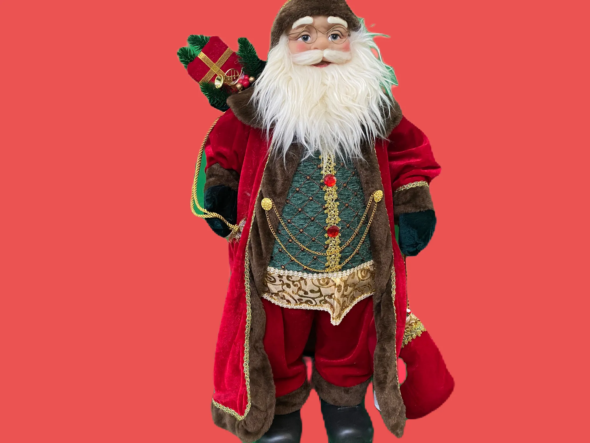 Babbo Natale in velluto h80 cm