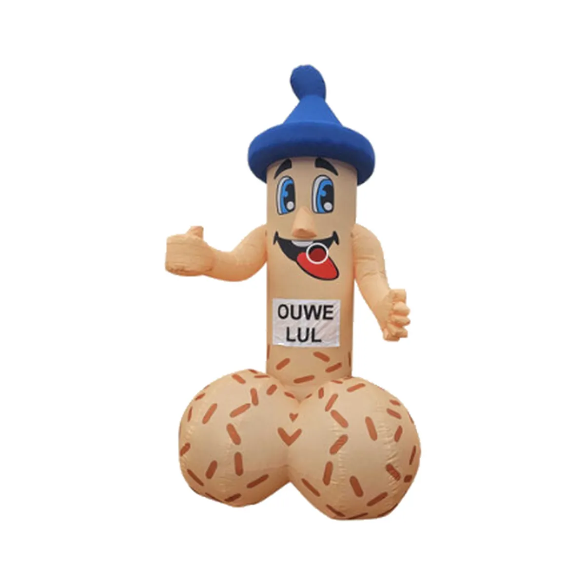 Ouwe lul met condoom op kop