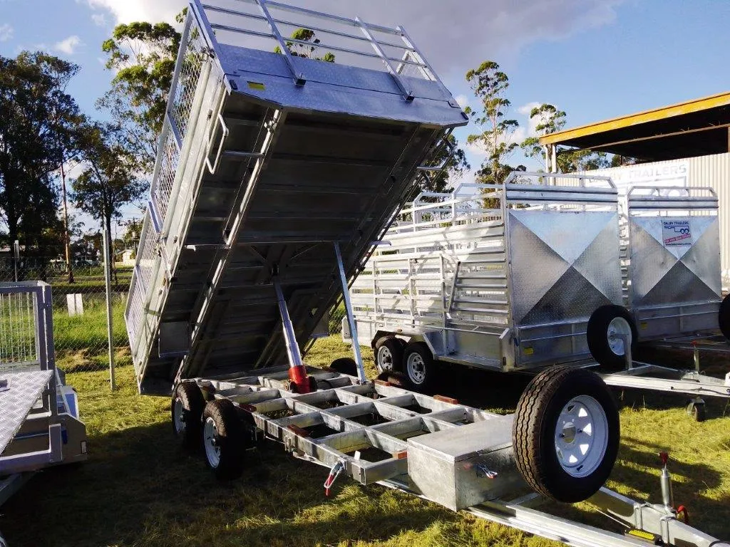 FOR SALE 14x7 Flat Top Tipper Trailer with Cage