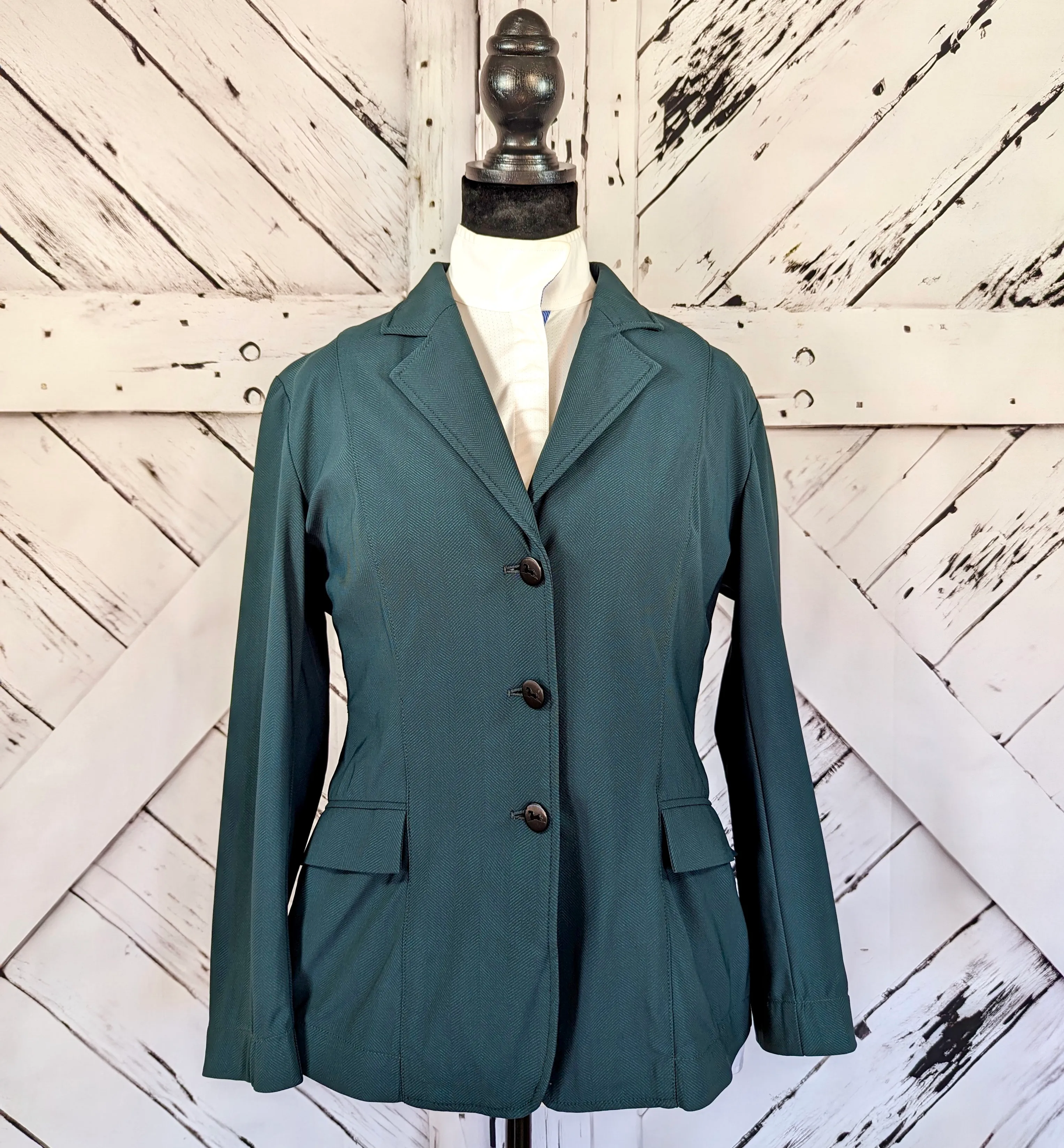 RJ Classics Monterey Orange Label Show Coat, Ladies 8S, Green Herringbone