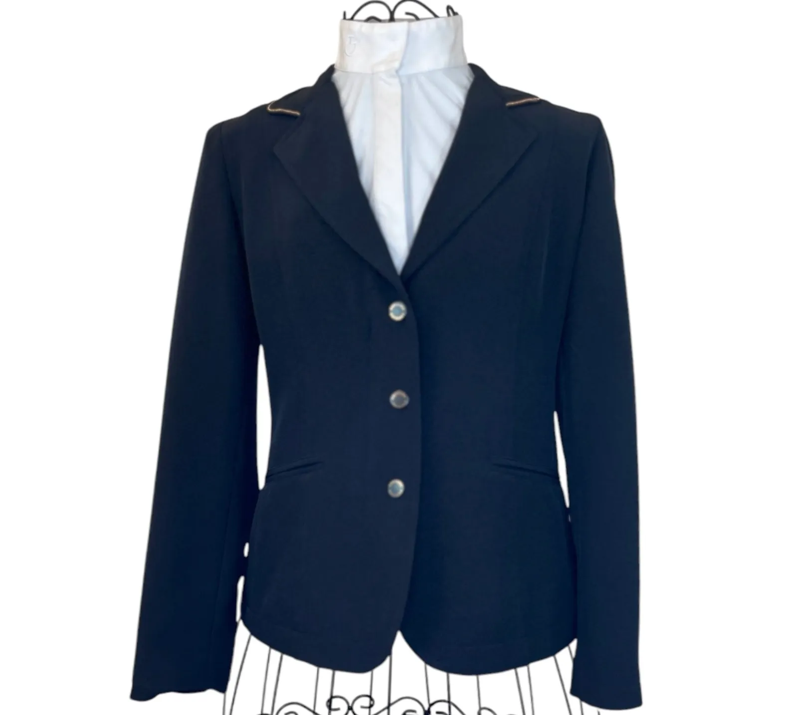 Equiline Kids Competition Jacket, Black w/gold piping, Size 10/11 yrs