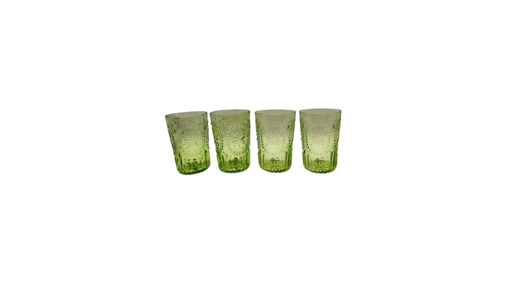 Ribbed Green Drinking Glasses