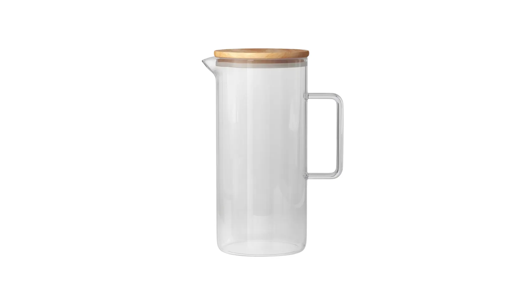 Glass & Wood Beverage Pitcher