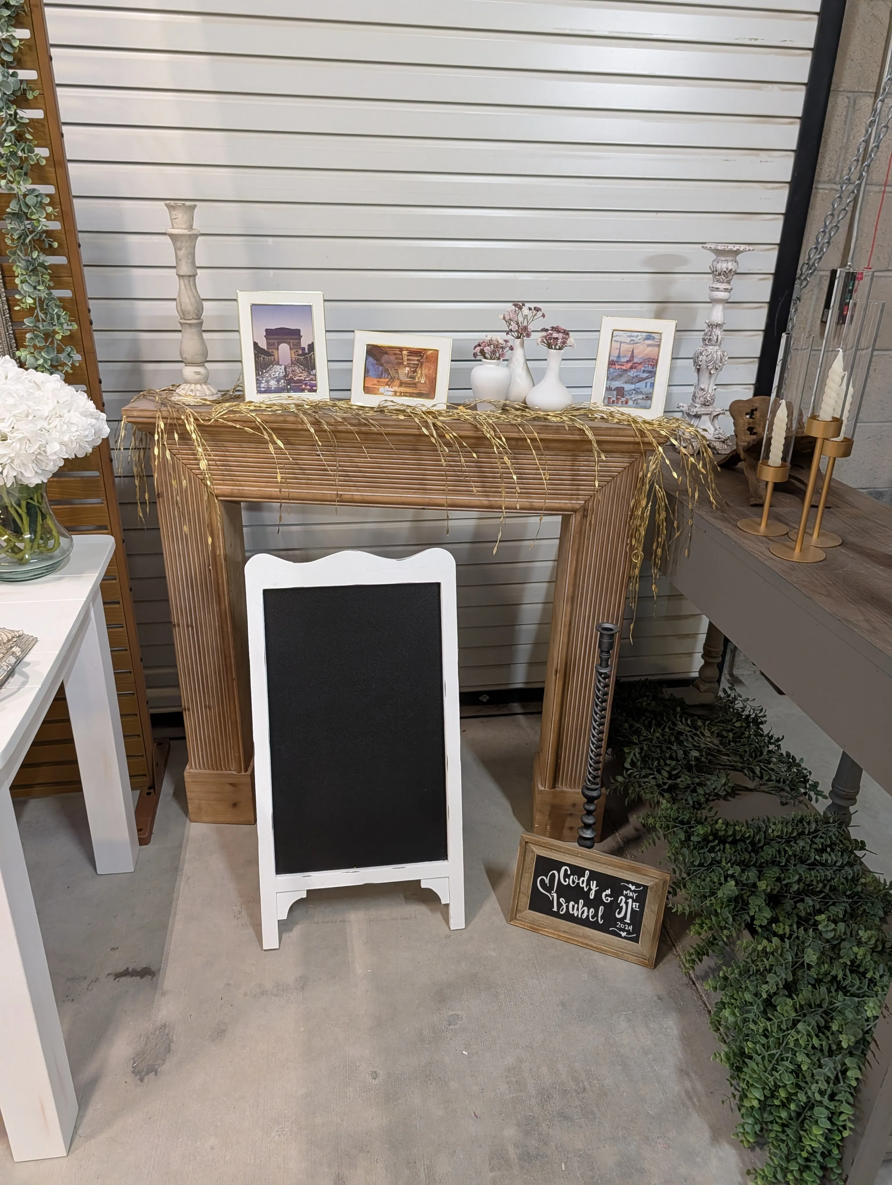 NOVELTY / SPECIALTY - FREESTANDING WOODEN FIREPLACE MANTLE NATURAL WOOD