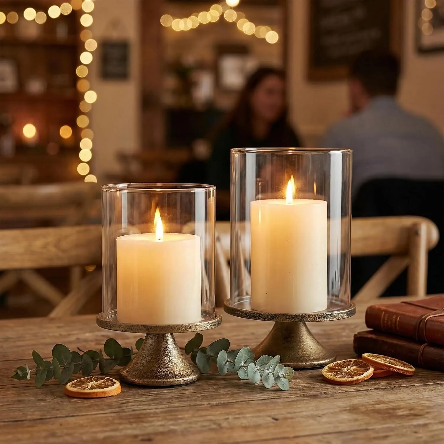 CANDLE/CANDLE HOLDER- HURRICANE GLASS CANDLE HOLDER GLASS DOME/IRON BASE - SMALL  (4.33" D x 6.81" H) INCLUDES CANDLE