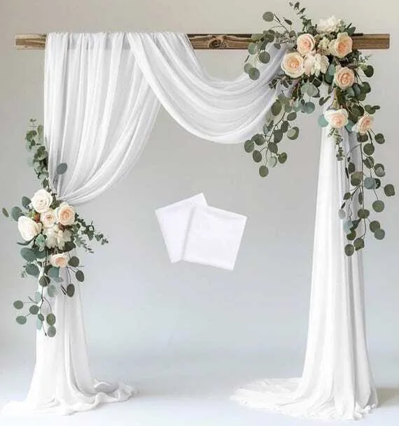 ARCH - WOODEN ARCH W/ 2 SHEER DRAPES INCLUDED - FLORALS NOT INCLUDED