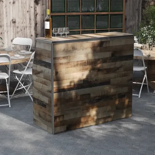 DRINK BAR - 4 FT. RUSTIC WOOD BEVERAGE BAR