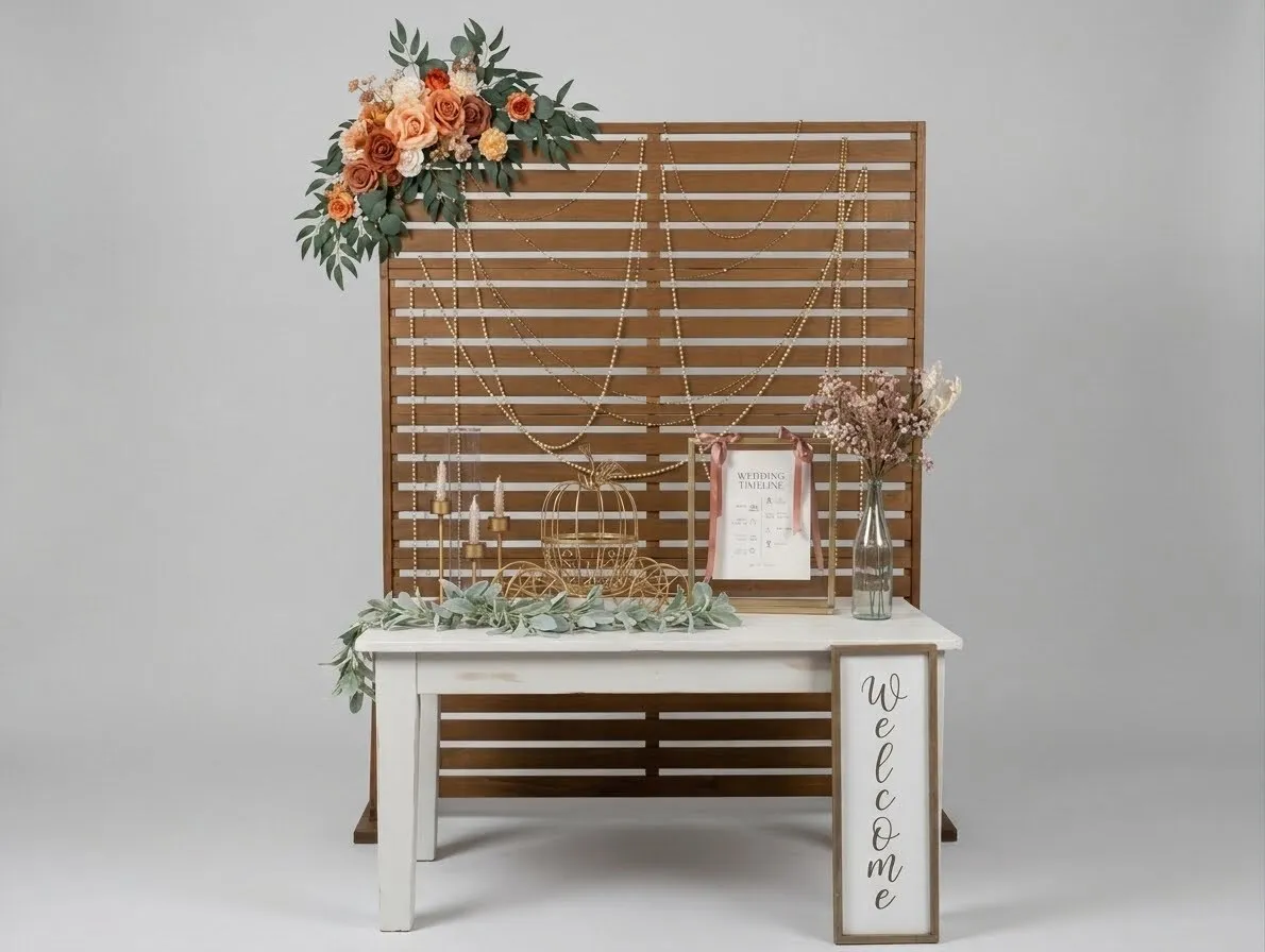 BACKDROP - BROWN SLAT RESIN BACKDROP 4 FT WIDE 6 FT TALL 