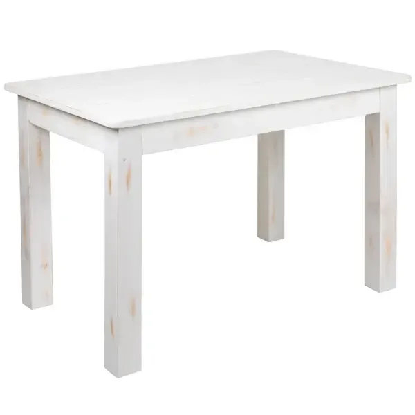 TABLE - 46 x 30 RUSTIC WHITE WOODEN TABLE