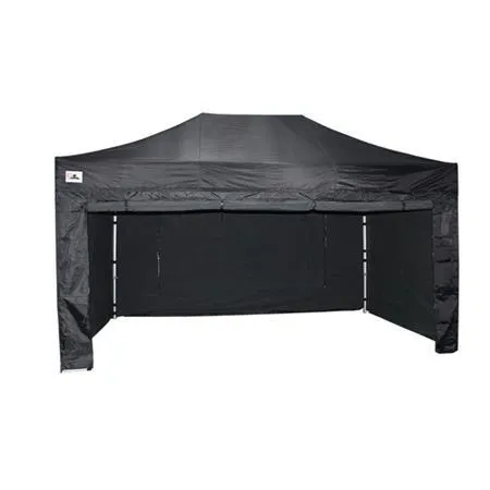 4.5M x 3M Gazebo - Black With Sides