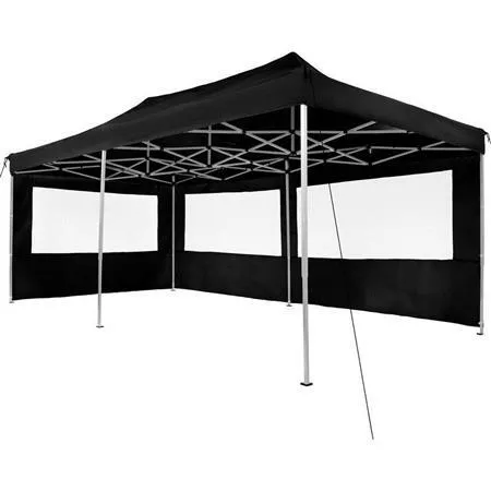 6M x 3M Gazebo - Black With Sides