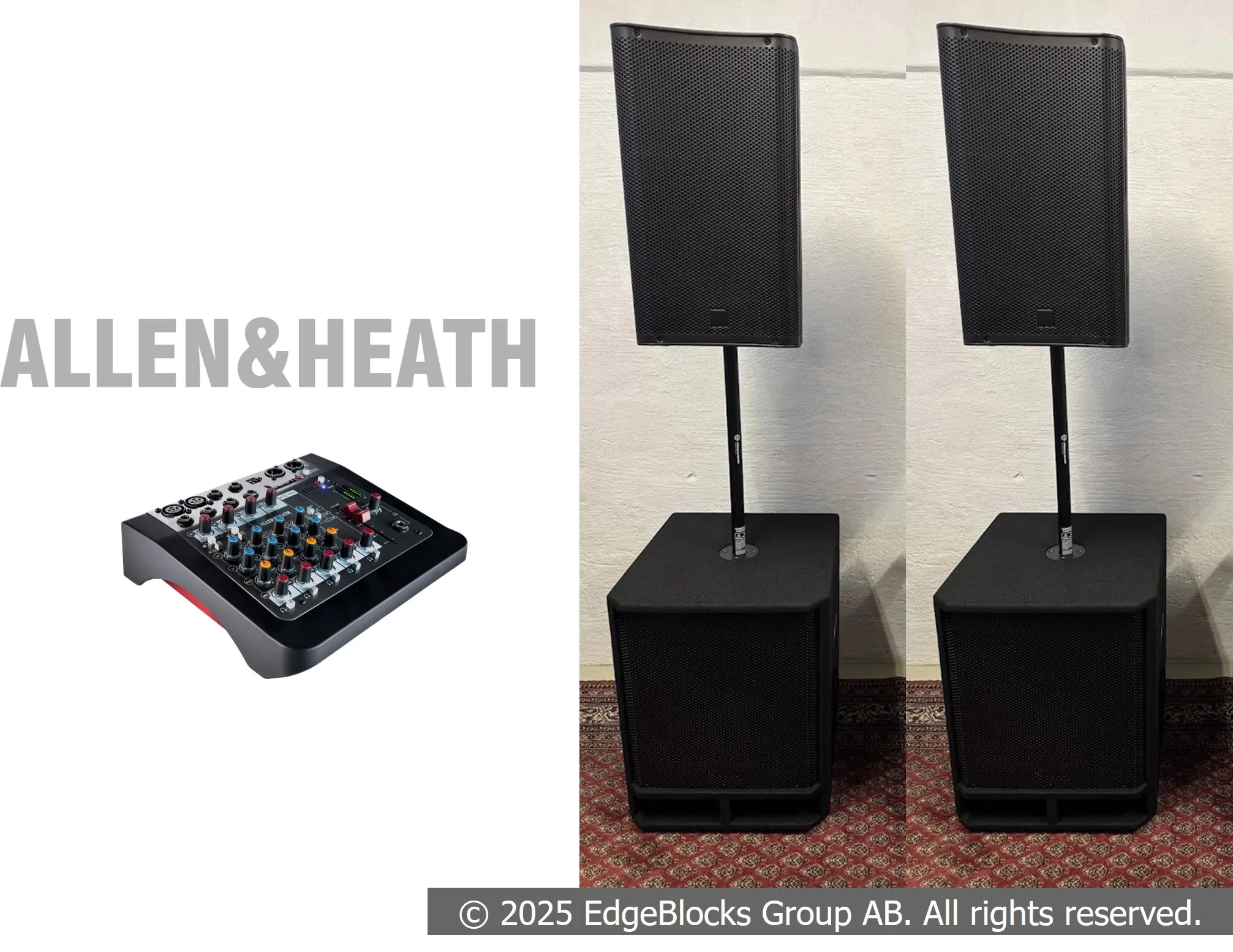 Högtalarpaket 2, 2x12-tums + 2x18-tums sub, mixer