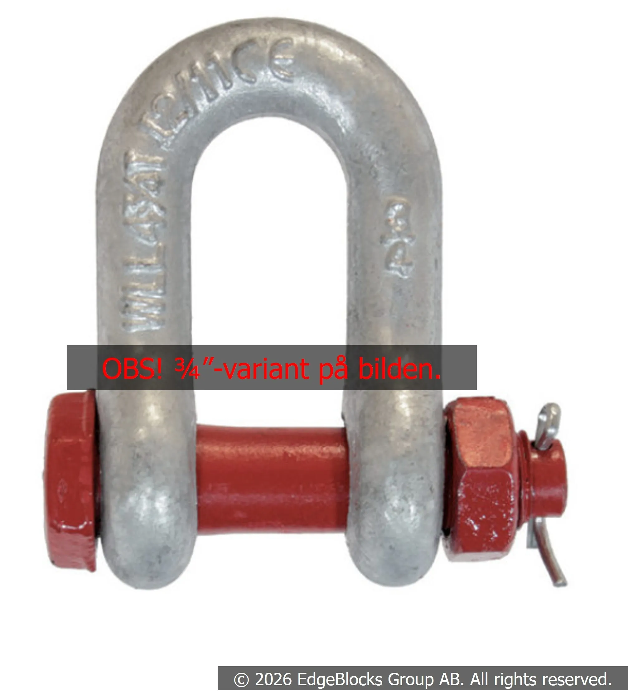 Schackel Rak med mutter 3/8" US 1 ton