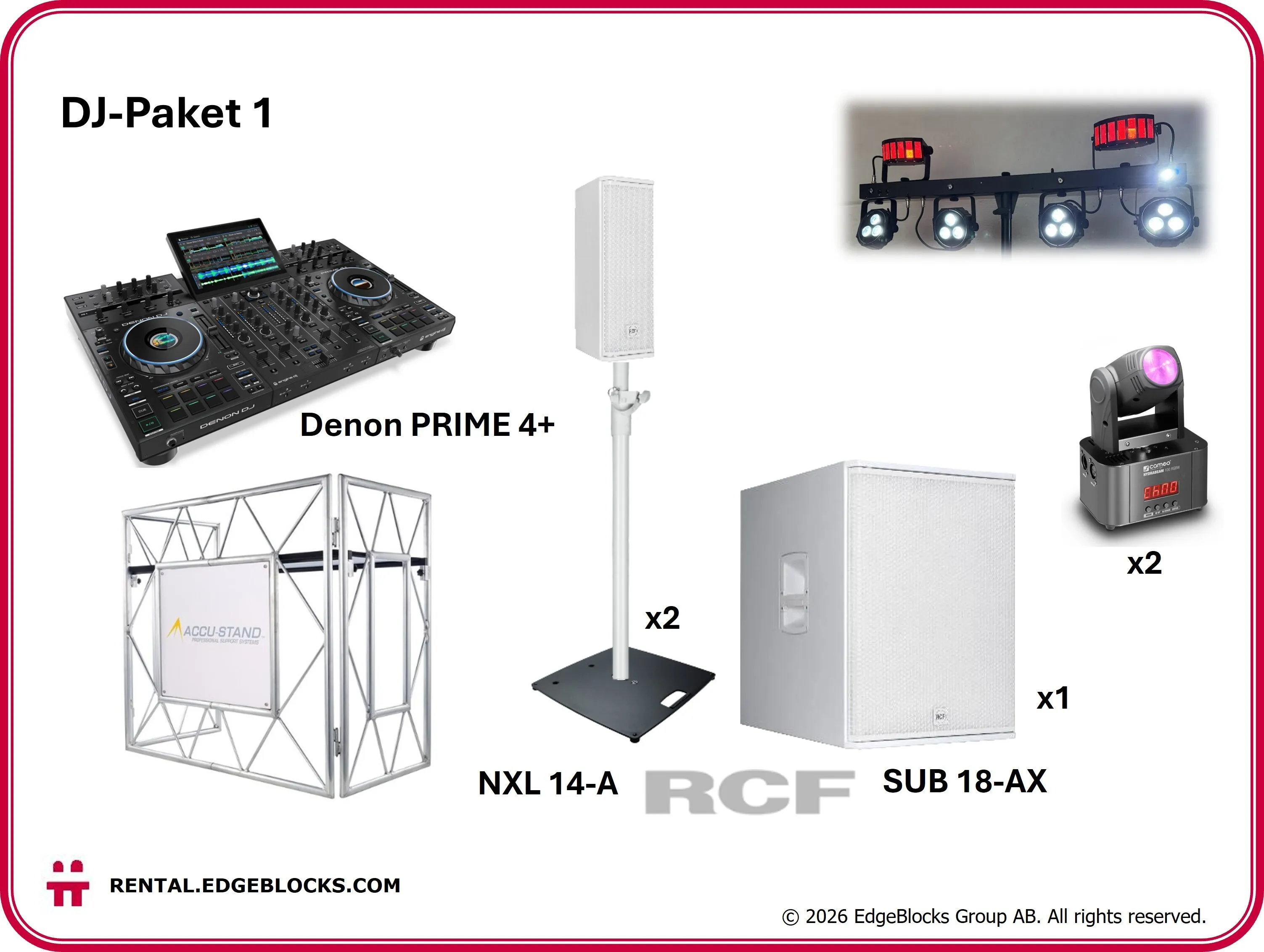 DJ-paket 1 komplett Denon RCF ljus, vitt