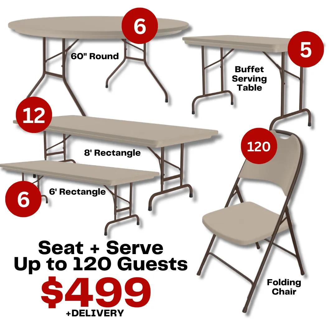 120 Guest Table and Chair Rental Trailer