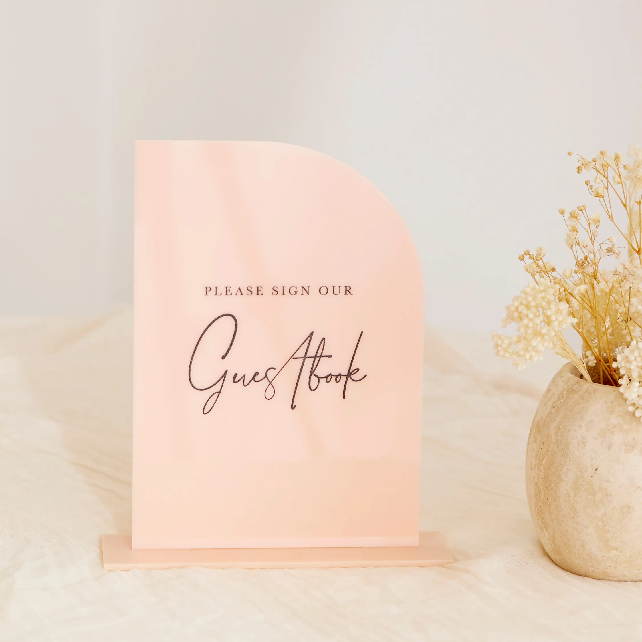 Guestbook Sign - Blush / Black Half Arch