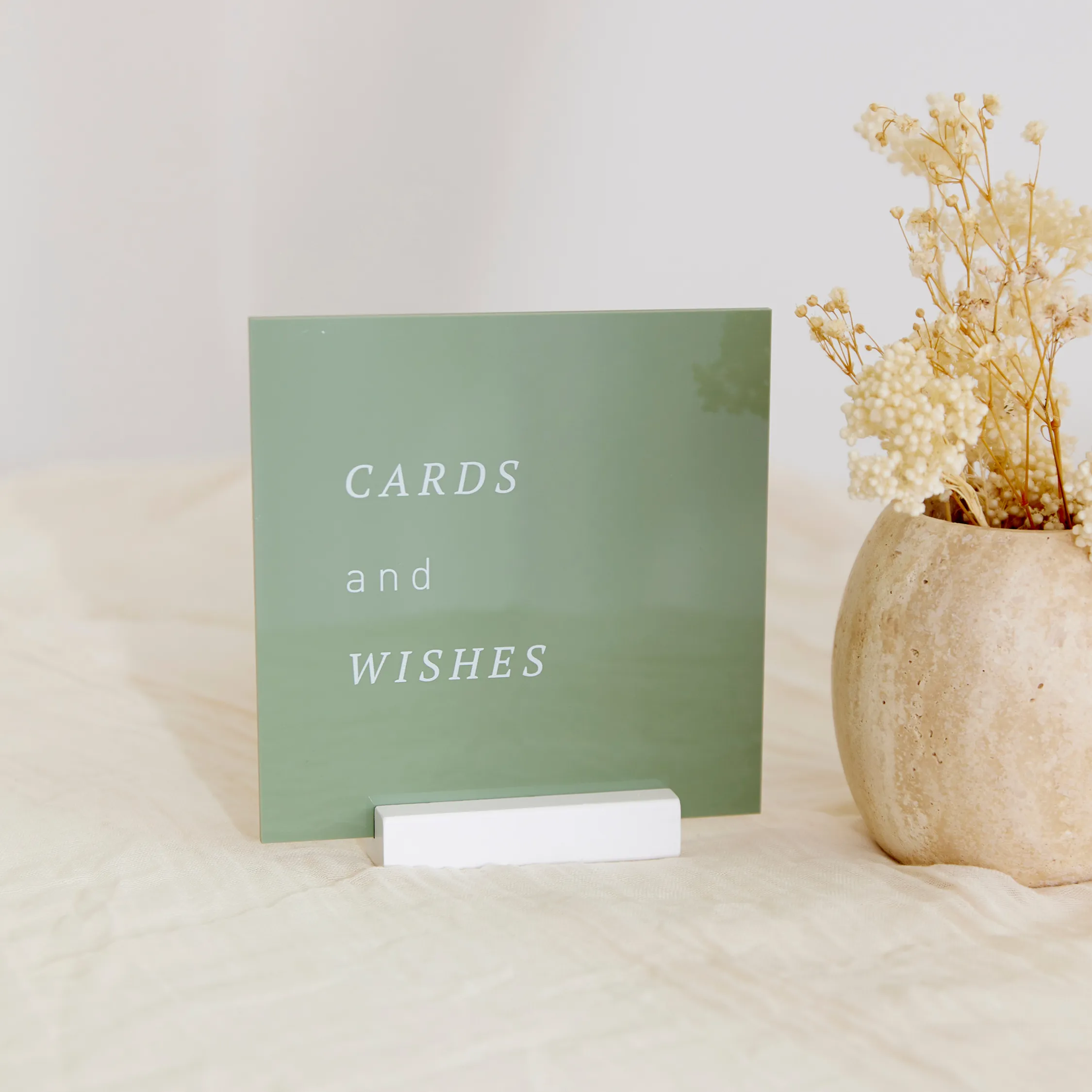 Cards and Wishes Sign - Sage Square