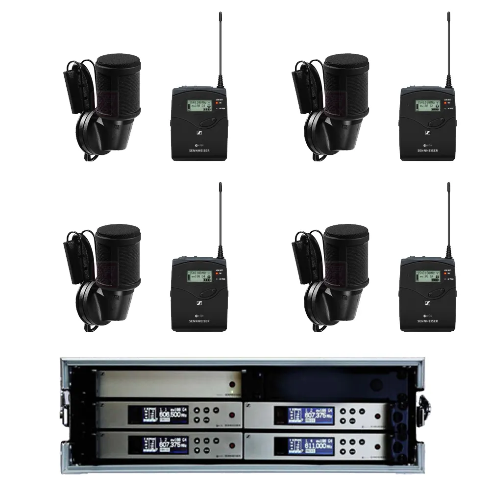 Kit 4 micros cravate, emetteurs, recepteur serie 100, splitter, antennes