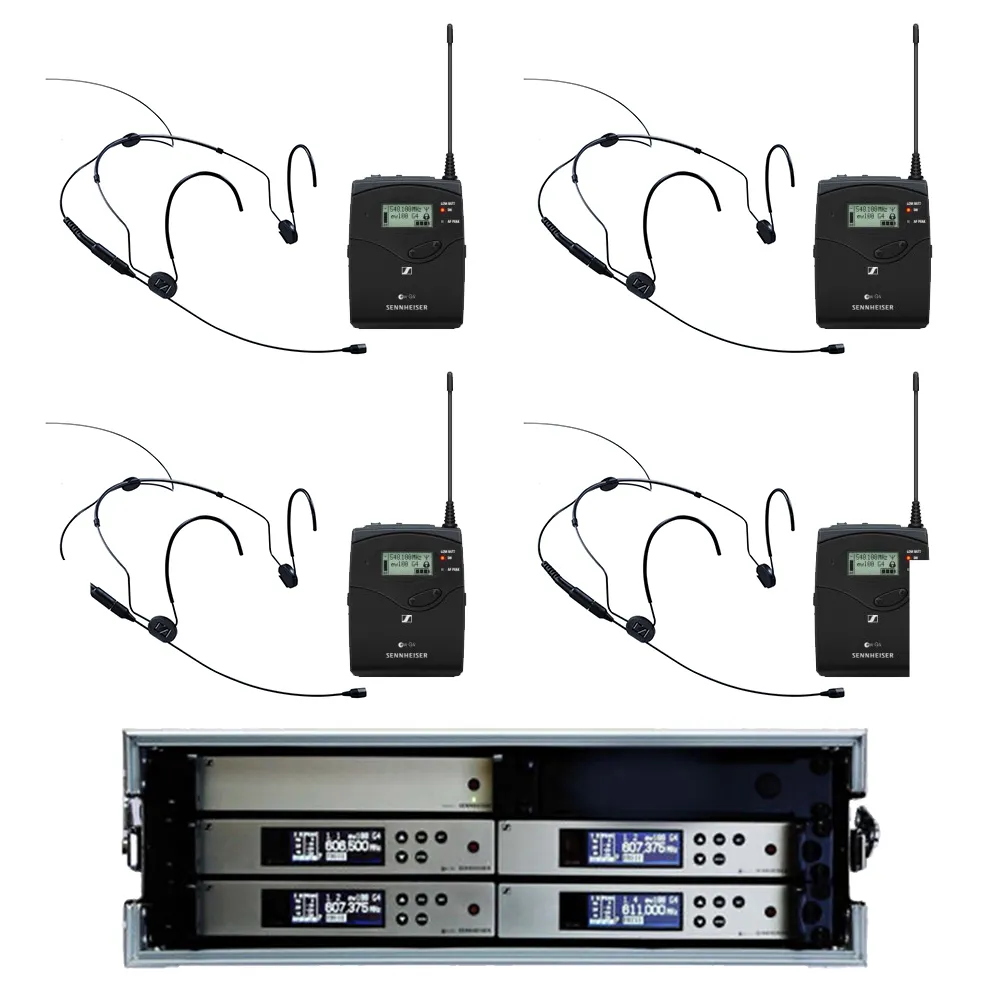 Kit 4 micros serre tête, pockets, recepteurs série 100, splitter et antennes
