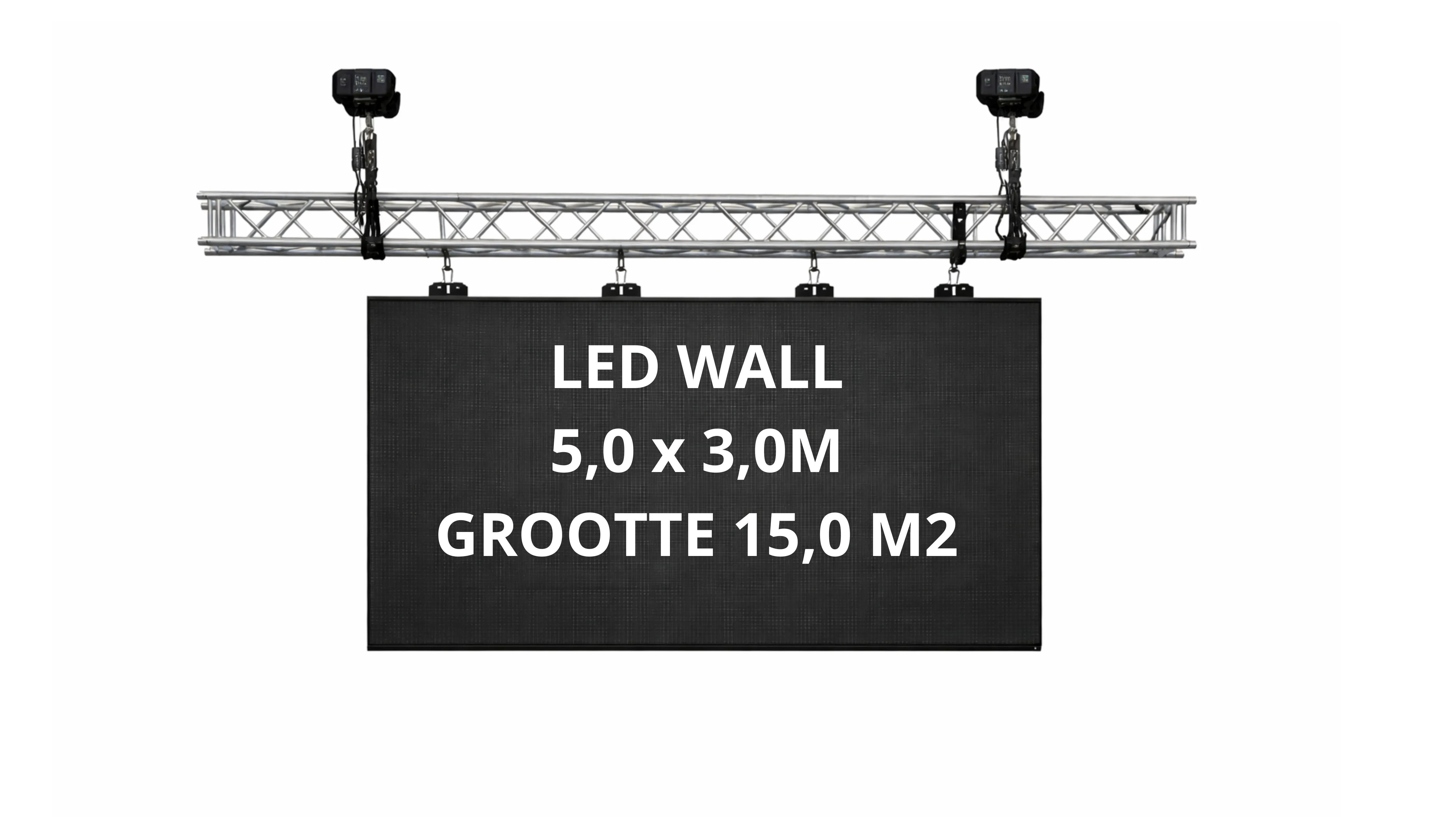 Verhuur: DMT Ledscherm 15m2 aan takels