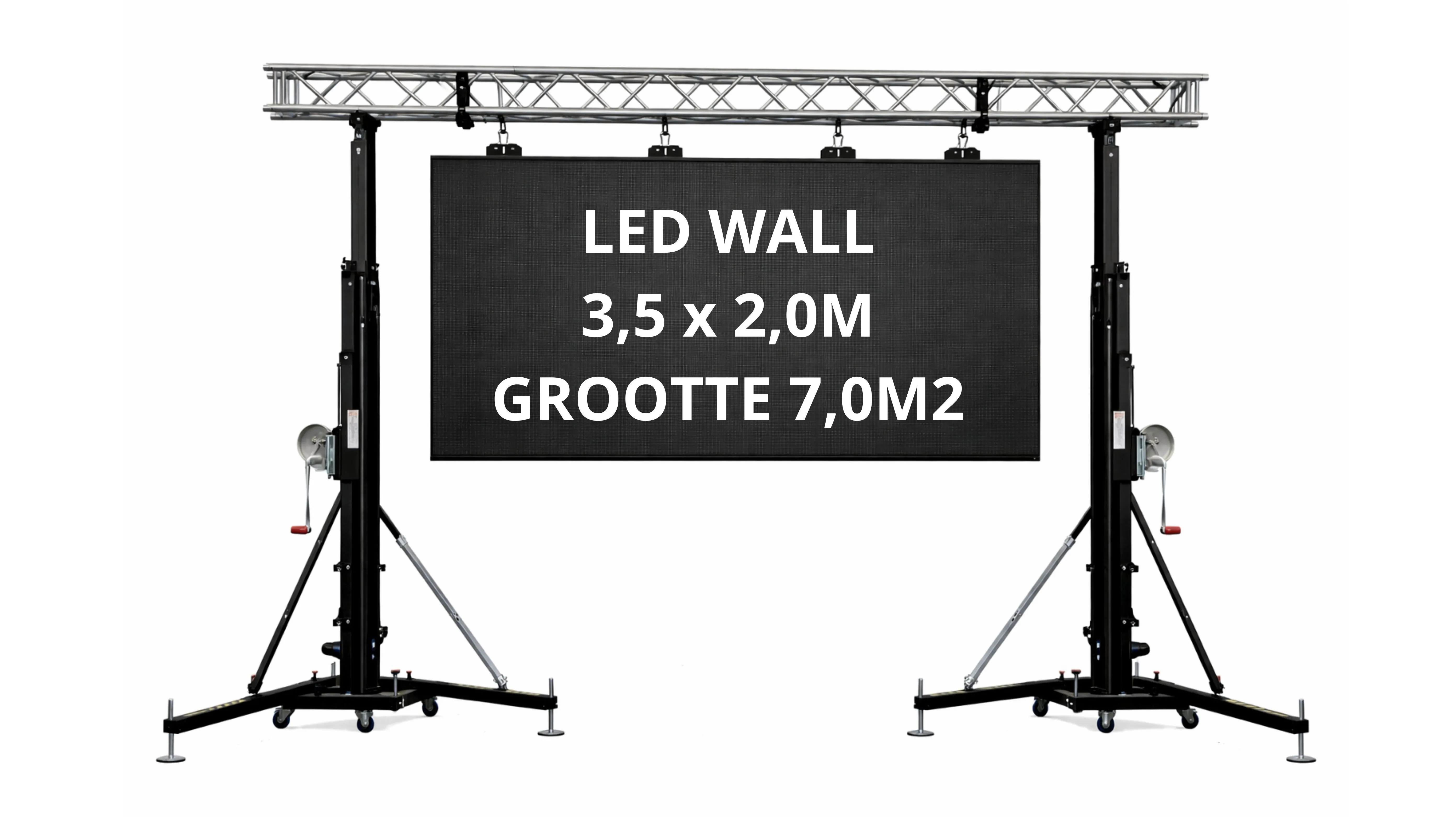 Verhuur: DMT Ledscherm 7m2 aan truss brug