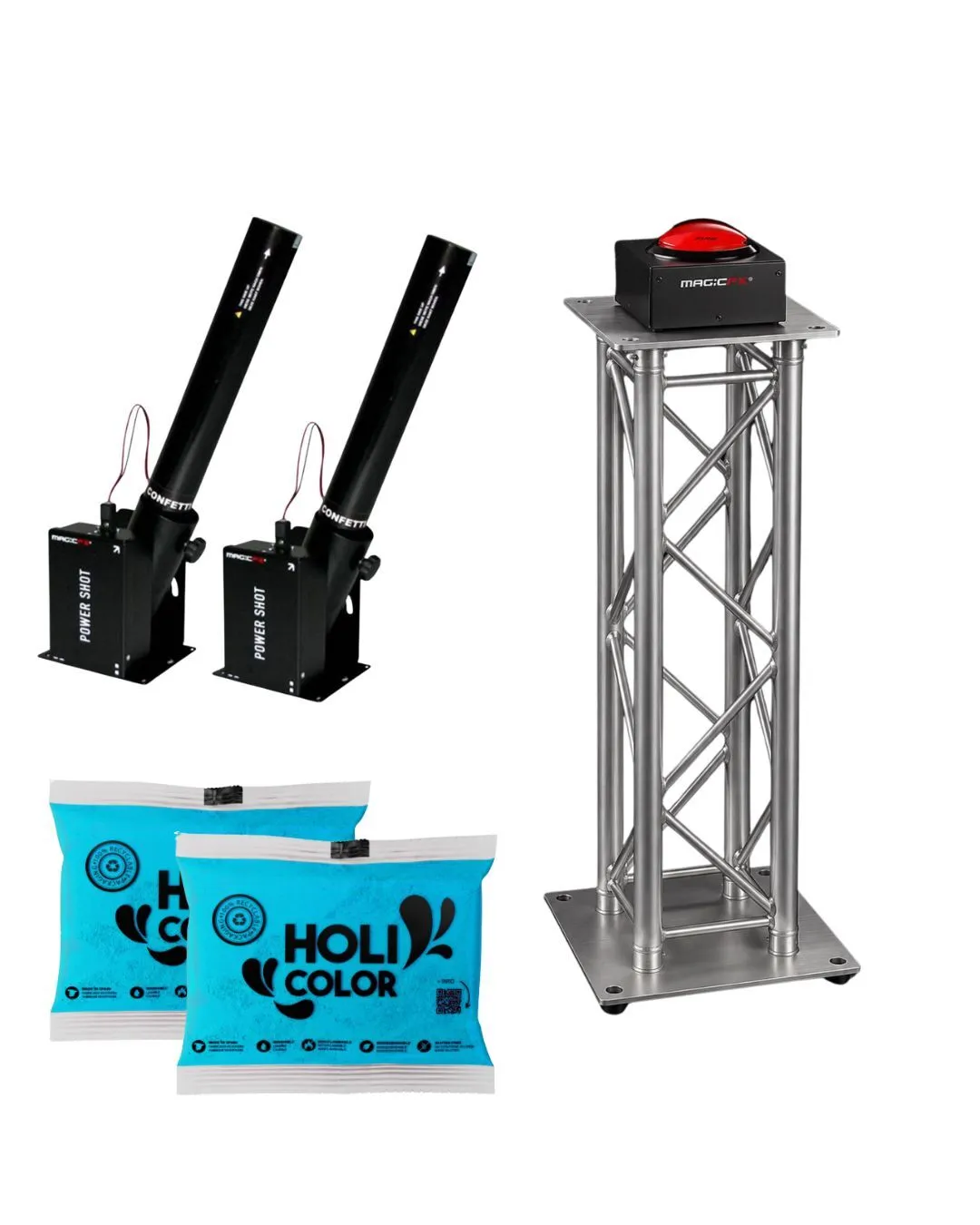 Verhuur: Gender Reveal Holi Powder shooter set Blauw