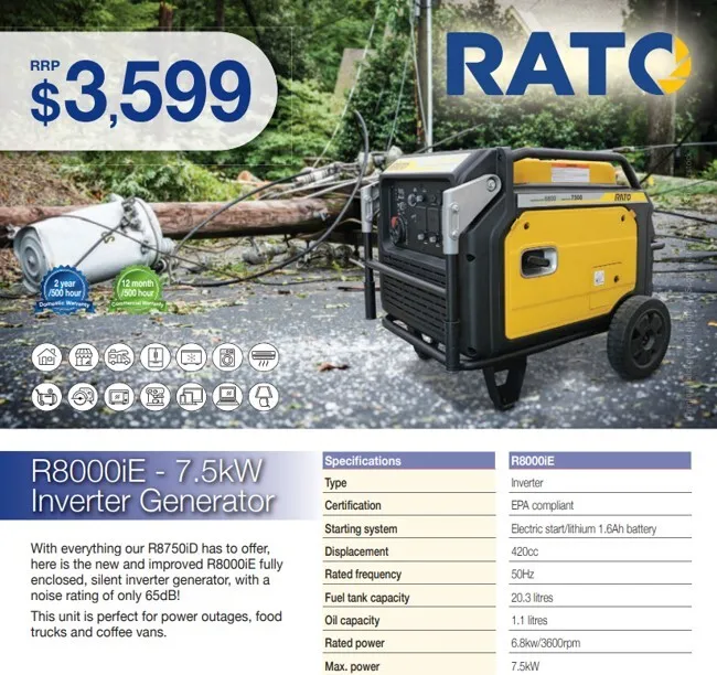 Inverter Generator - RATO 7.5kW - For Sale 