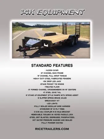 2024 Rice 14k equipment trailer
