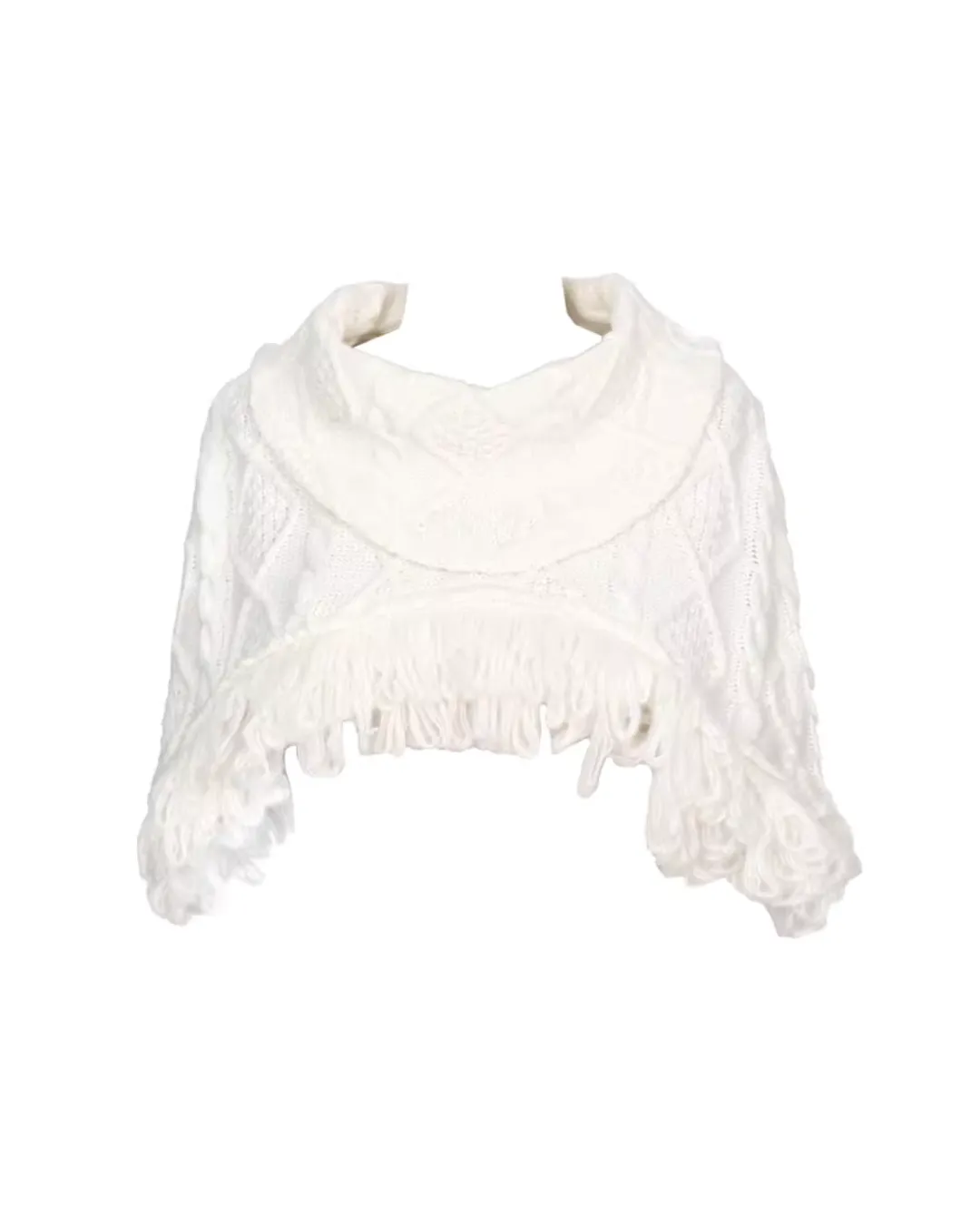 SS012 Thick knitted wool shawl with a unique design from Blood Supply Original 