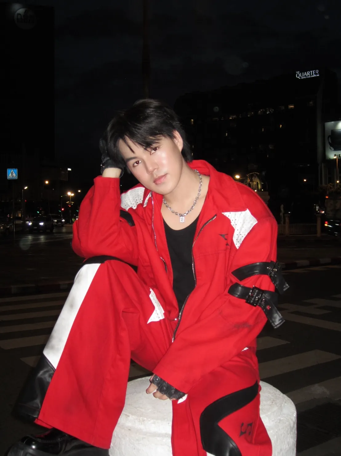รีวิวชุด (NA9942+NA9941) เสื้อ+กางเกง Dark Red Patchwork Leather Straps Dirty Dyed Denim Jacket+👔 [กางเกง] Dark Red Patchwork Leather Straps Dirty Dyed Denim Pants