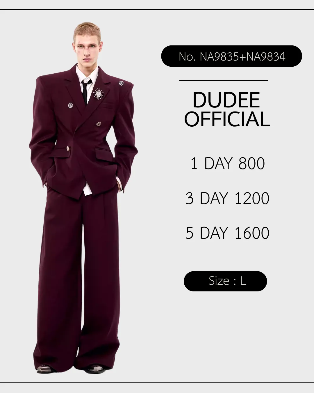 (NA9835+NA9834) เสื้อสูท+กางเกง High-end Luxury Metal Brooch Suit / Pants