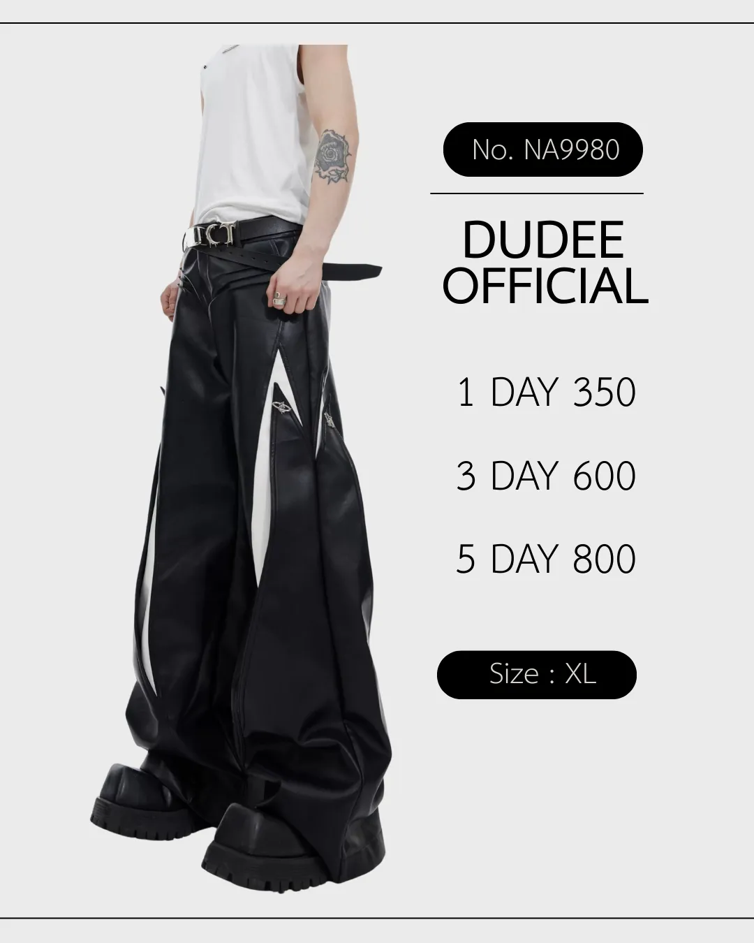 (NA9980) เฉพาะกางเกง CulturE Heavy Industry niche deconstructed leather pants metal button design wide-leg pants line segmentation casual pants men
