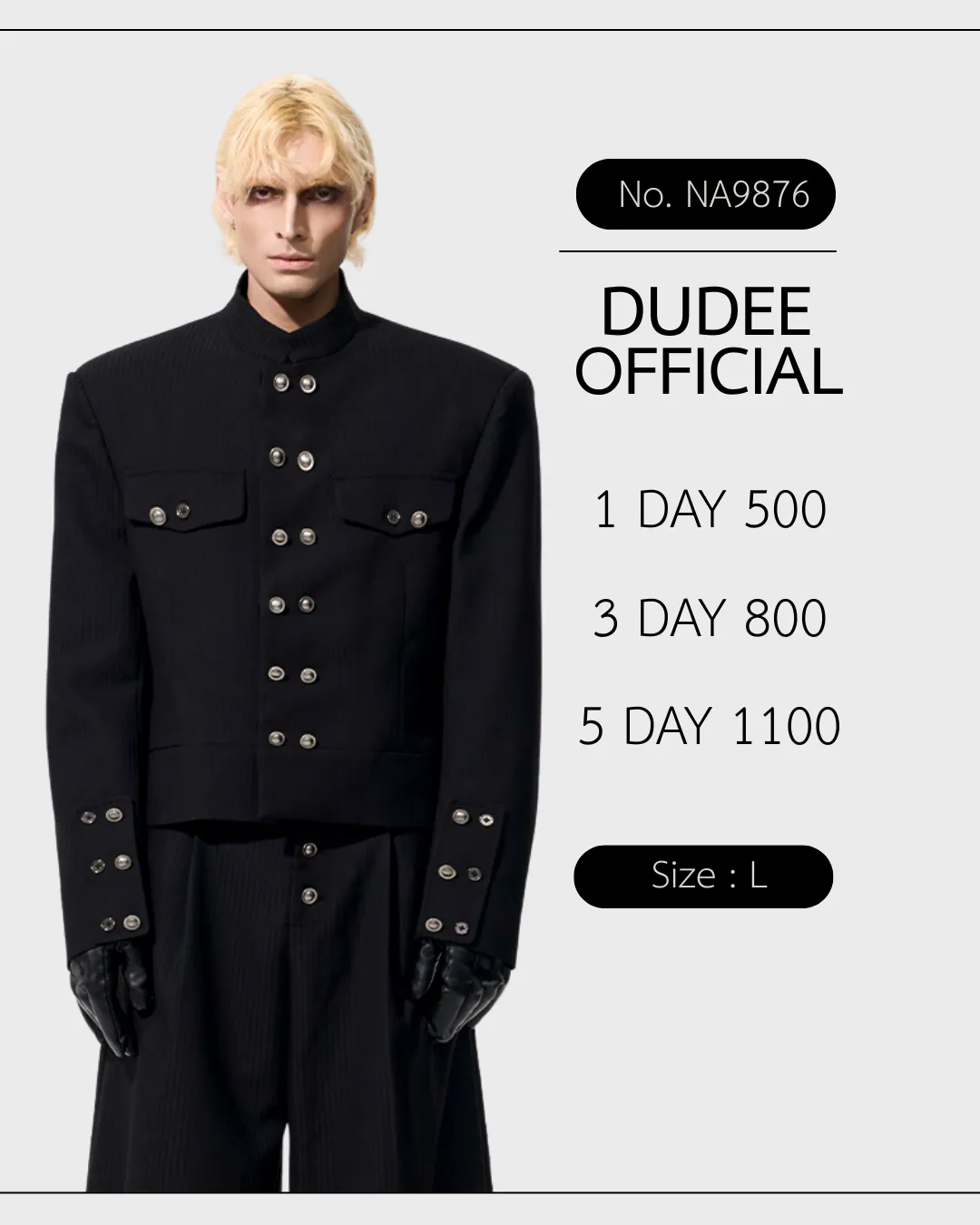 (เฉพาะเสื้อ ) Vertical Striped Double-breasted Stand-up Collar Jacket 