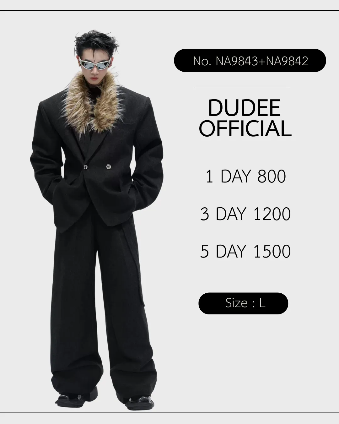 (NA9843+NA9842)เสื้อสูท+กางเกง (ใส่ได้ 2 แบบ ถอดขนที่คอได้)