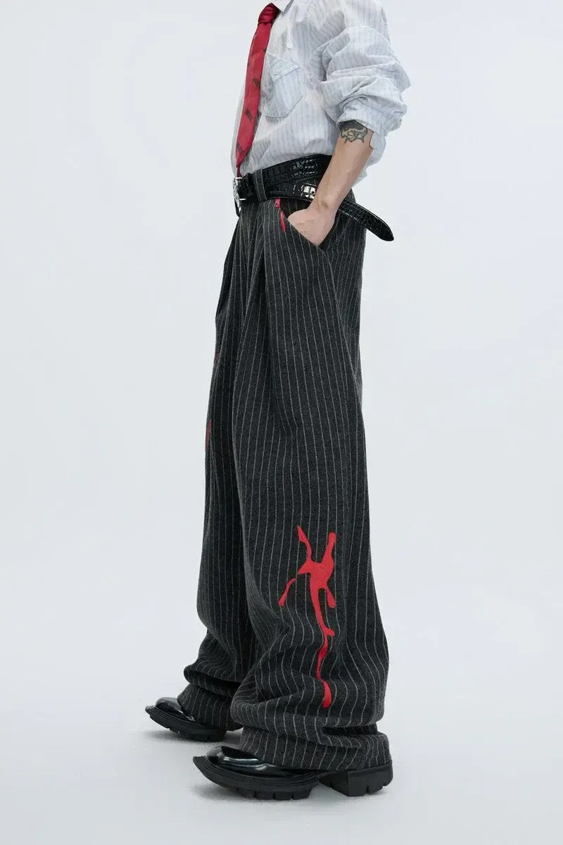 (NA9781) เฉพาะกางเกง Vintage Stripe Wool Trousers
