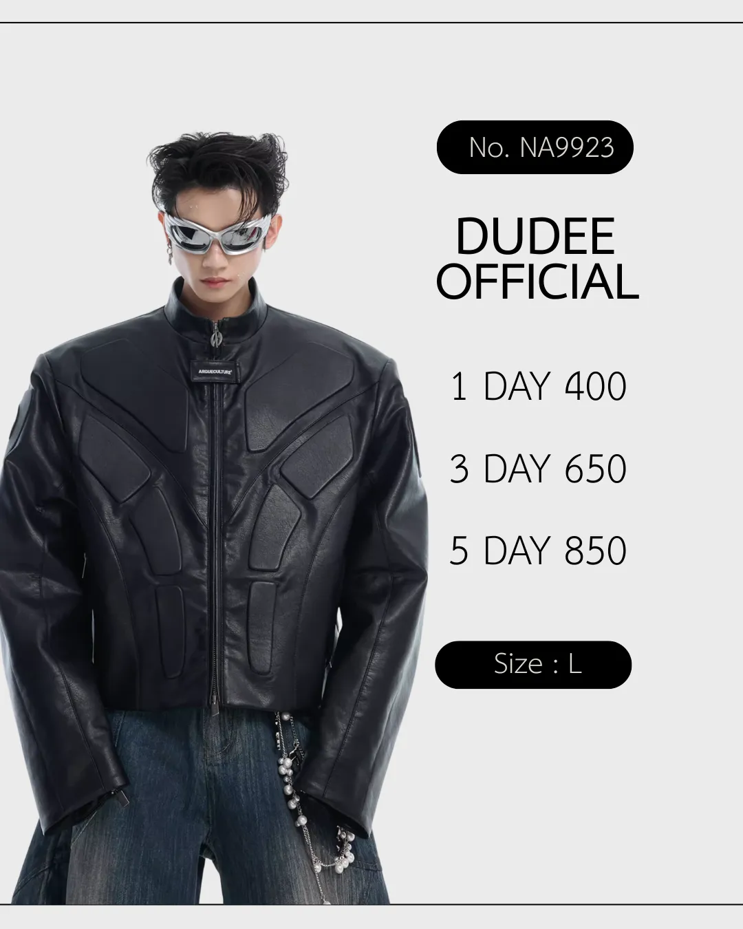 (NA9923) เสื้อแจ็คเก็ต 3D Relief Motorcycle Armor Leather Jacket.