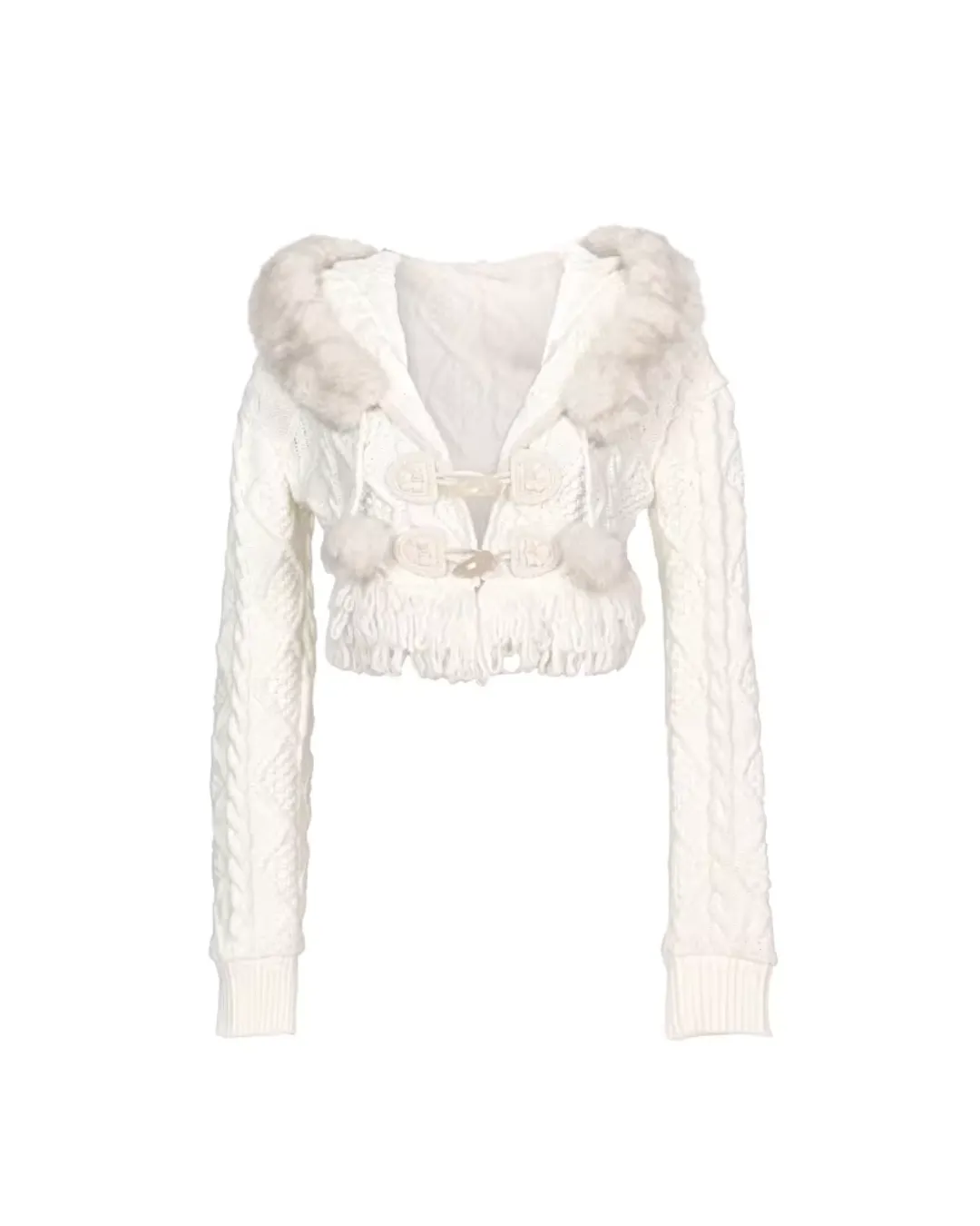 SS001 Knitted cardigan (removable fur collar)