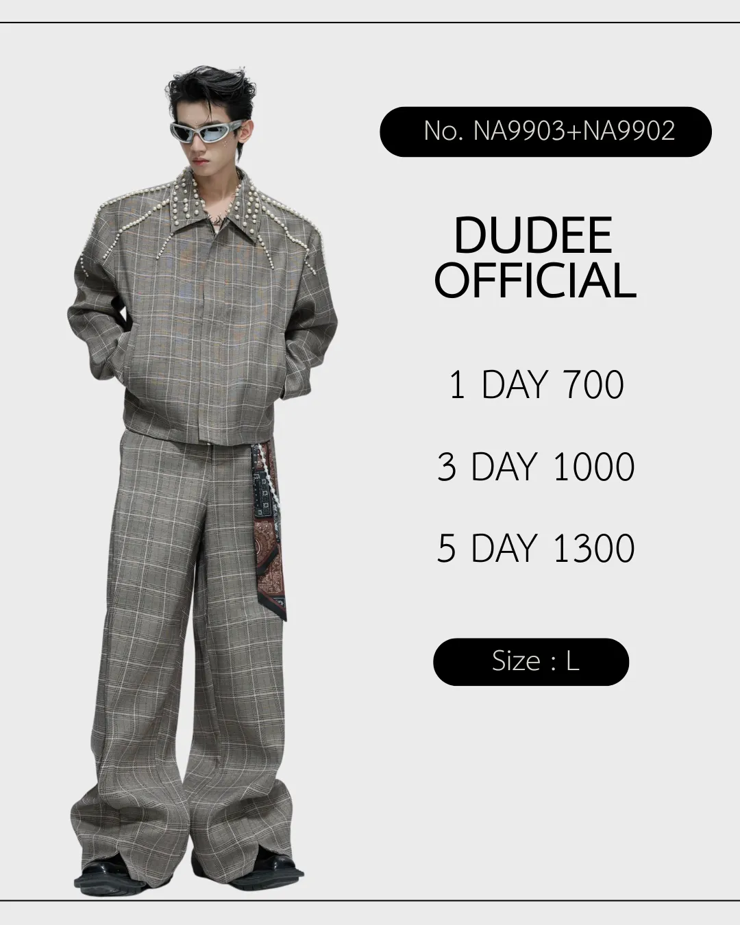(NA9902+NA9903) Pearl Houndstooth Lapel Jacket/Pants