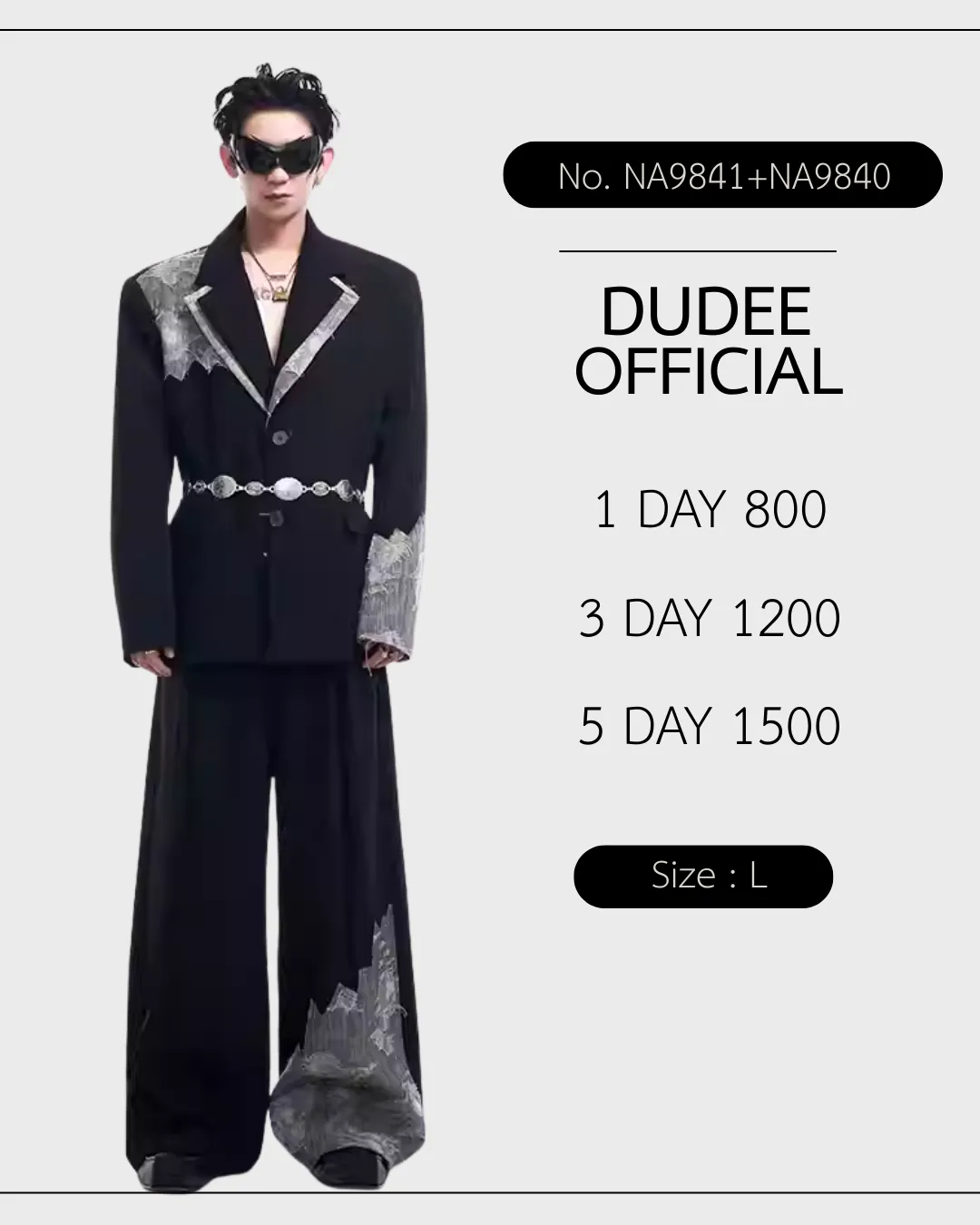 (NA9841+NA9840) เสื้อสูท+กางเกง (ไม่รวมเข็มขัด)