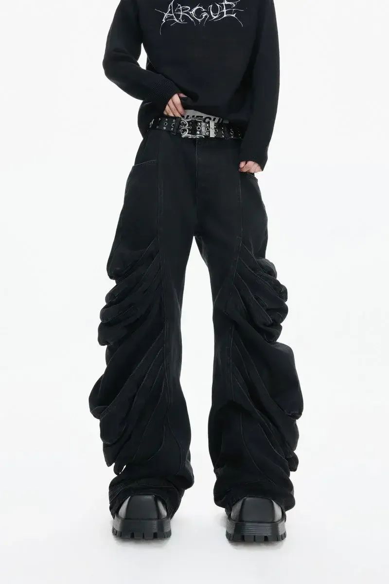 (NA9786) เฉพาะกางเกง Deconstructed Washed Stacked Jeans
