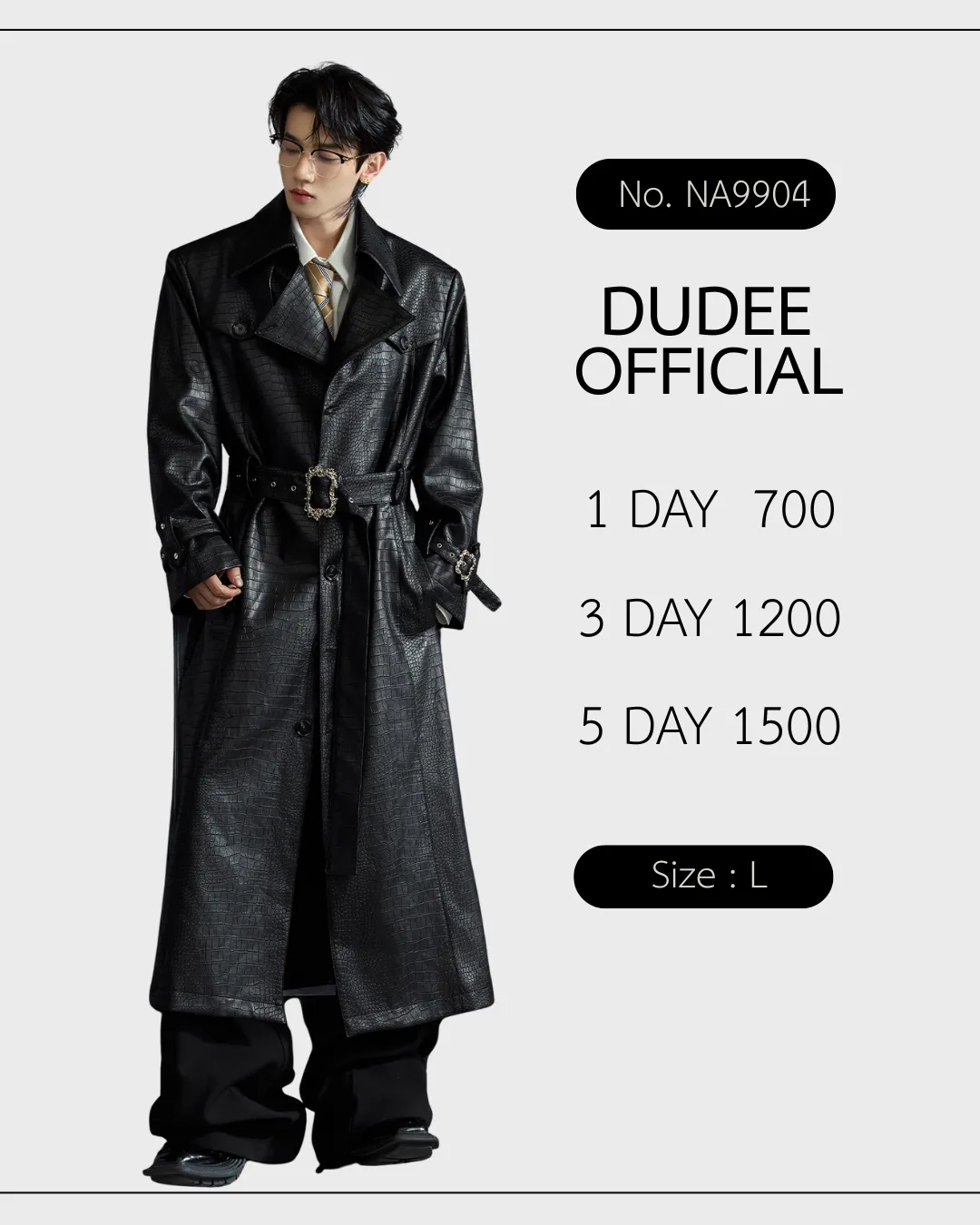 (NA9904) เฉพาะโค้ท Deconstructed Crocodile-effect Metal Buttons Leather Coat
