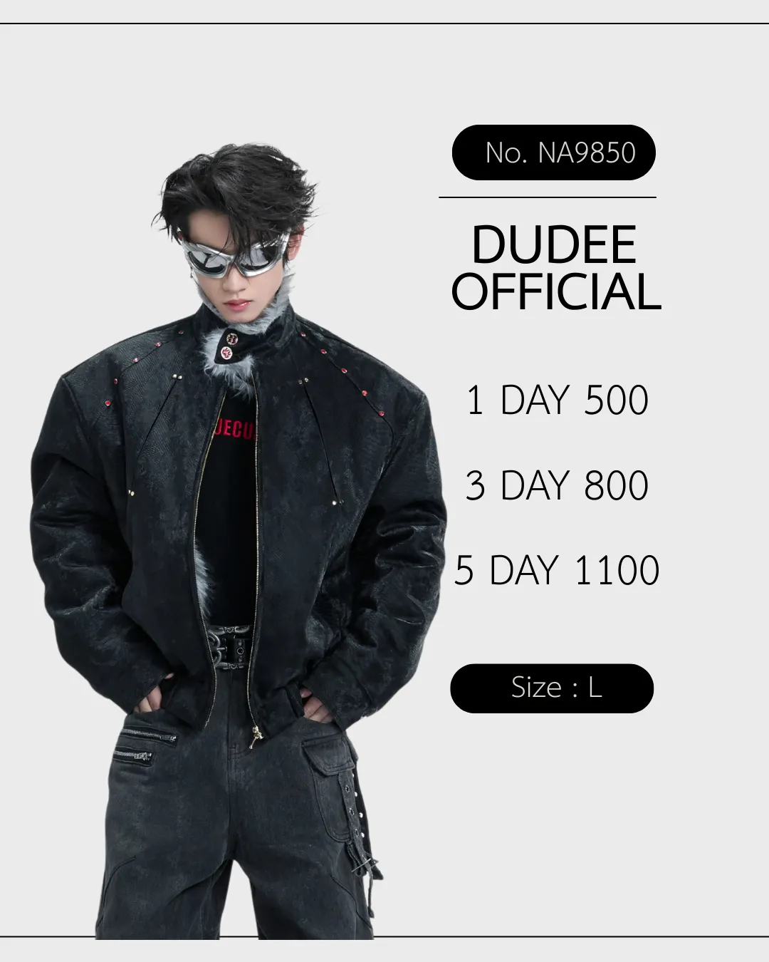 (NA9850)  เฉพาะแจ็คเก็ต "Snowy Silver Fox" Plush Leather Jacket (No Hood)