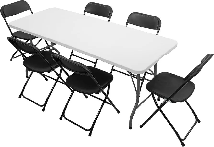 6 FOOT FOLDING TABLE WITH 6 CHAIRS - ALLOW 24 HOURS FRO DELIVERY
