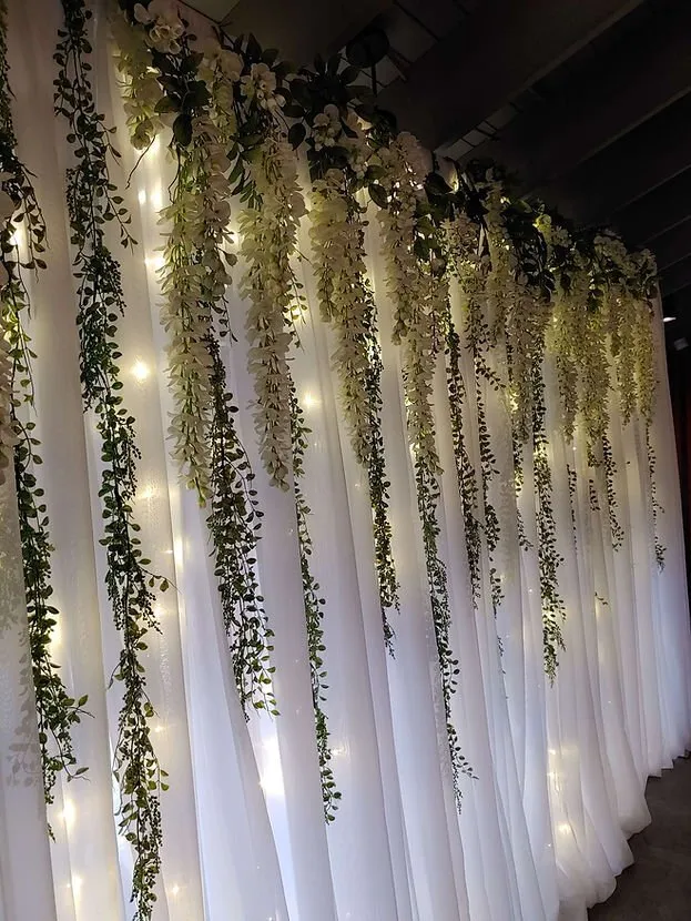 Fairy light Backdrop with Greenery/Florals