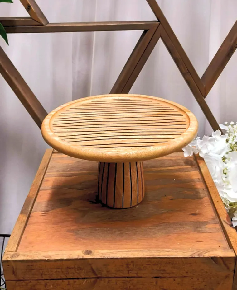 Striped Wood Cake Stand