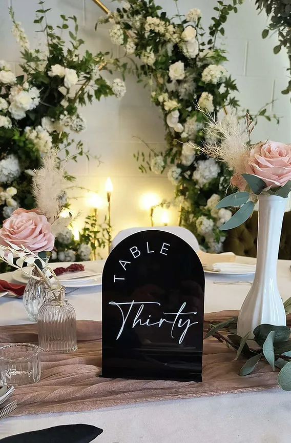 Black Arched Acrylic Table Numbers